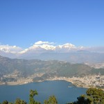 Pokhara City with Phewa Lake and Mountains